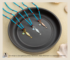 Turquoise Beaded Fish Charm Necklace – 18K Gold-Plated Sterling Silver