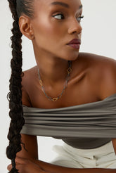 Ancient Design Chain Necklace, 18K Gold-Plated Oxidized Sterling Silver