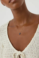 Dove Bird Necklace with Colorful CZ Stones, 18K Gold-Plated Sterling Silver