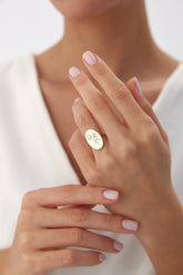 Custom Oval Birth Flower Signet Ring