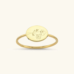 Floral Engraved Ring – 18K Gold-Plated Sterling Silver