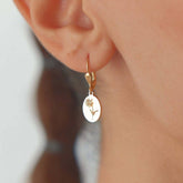Birth Flower Drop Earrings – 18K Gold-Plated Sterling Silver Floral Engraved Earrings