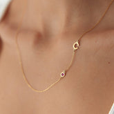 Birthstone and Initial Family Necklace – 18K Gold-Plated Sterling Silver