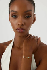 Birthstone and Initial Family Bracelet – 18K Gold-Plated Sterling Silver Customizable Bracelet