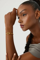 Knot Cuff Fluted Bangle Bracelet, 18K Gold-Plated Sterling Silver Symbolic Minimalist Jewelry