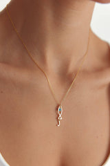 Fish and Initial Charm Necklace - 18K Gold-Plated Sterling Silver