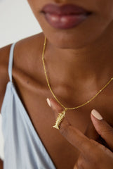 Fish Necklace, 18K Gold-Plated 3D Moving Fishbone Necklace