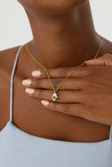 Tiny Fish Necklace with Colorful CZ Stone, 18K Gold-Plated Sterling Silver