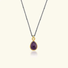 Dainty Minimalist Tear Drop Ametist Necklace