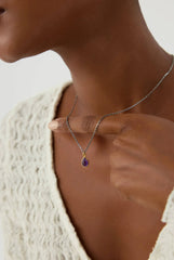 Dainty Minimalist Tear Drop Ametist Necklace
