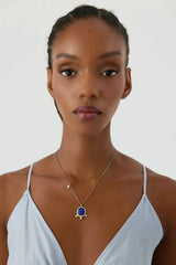 Lapis Lazuli Pendant Necklace with Turquoise Stone, 18K Gold-Plated Sterling Silver