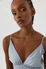 Dainty Tree of Life Turquoise Stone Necklace, 18K Gold-Plated Sterling Silver