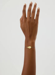 Urart Fish Engraved Bracelet, 18K Gold-Plated Oxidized Sterling Silver