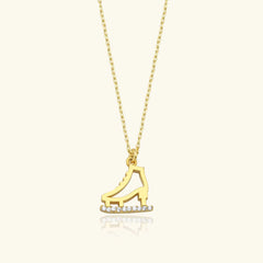Ice Skate Charm Necklace – 18K Gold-Plated Sterling Silver with Sparkling Accents