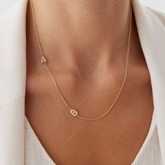 Personalized Initial CZ Diamonds Letter Necklace