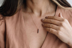 Gold Initial Necklace with Black Stones - Personalized 18K Gold-Plated Pendant