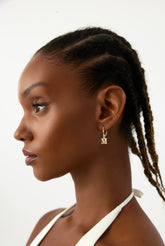 Initial Letter Dangle Earring, 18K Gold-Plated Sterling Silver
