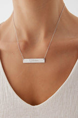 Personalized Handwriting Bar Necklace, Custom Engraving Bar Necklace, Letter Necklace, Name Necklace for Gift, Nameplate Necklace for Women, Gift for Mom, Gift for Her