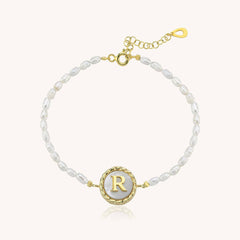 Freshwater Pearl Initial Bracelet – 18K Gold-Plated Sterling Silver