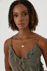 Ginkgo Leaf Pendant Necklace, 18K Gold-Plated Oxidized Sterling Silver