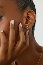 Turtle Earrings with CZ Colorful Stones, 18K Gold-Plated Sterling Silver