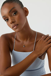 Turtle Necklace with CZ Colorful Stones, 18K Gold-Plated Sterling Silver