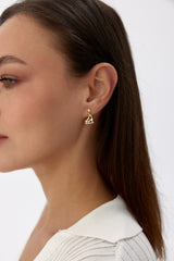Gold Ice Skate Dangle Earrings with CZ Stones | 925 Sterling Silver | Winter Wonderland Jewelry