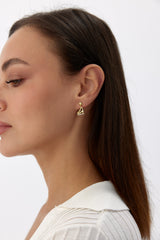 Gold Ice Skate Dangle Earrings with CZ Stones | 925 Sterling Silver | Winter Wonderland Jewelry