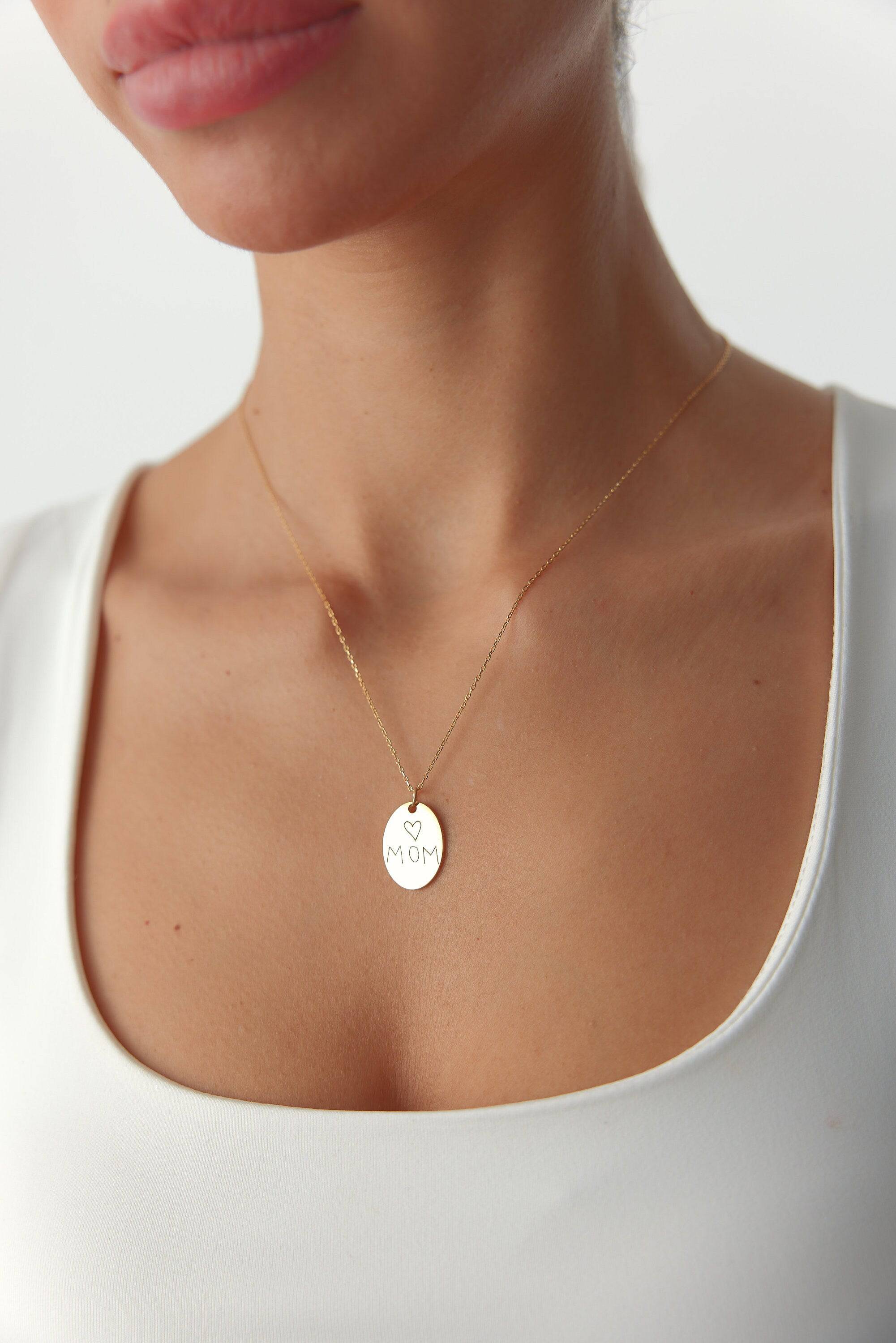 Personalized Gift for Mom Handwriting Custom Necklace Sterling Silver Necklace, Gift For Her, Birth Flower Jewelry, Floral Necklace