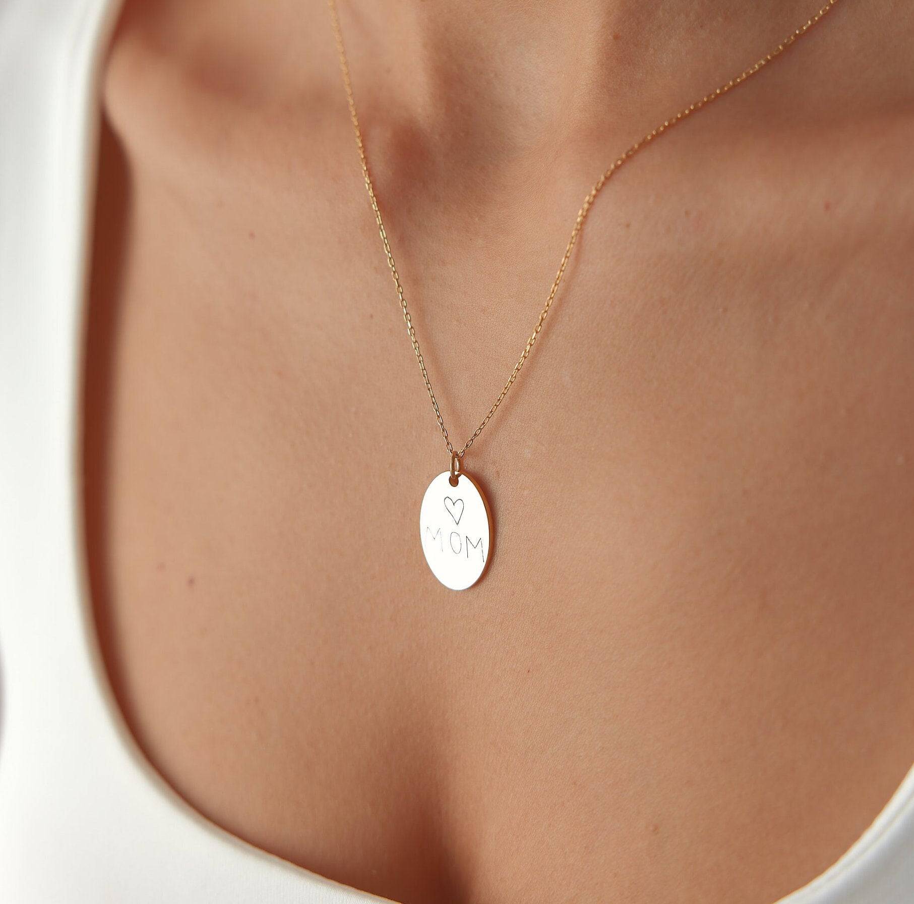 Personalized Gift for Mom Handwriting Custom Necklace Sterling Silver Necklace, Gift For Her, Birth Flower Jewelry, Floral Necklace