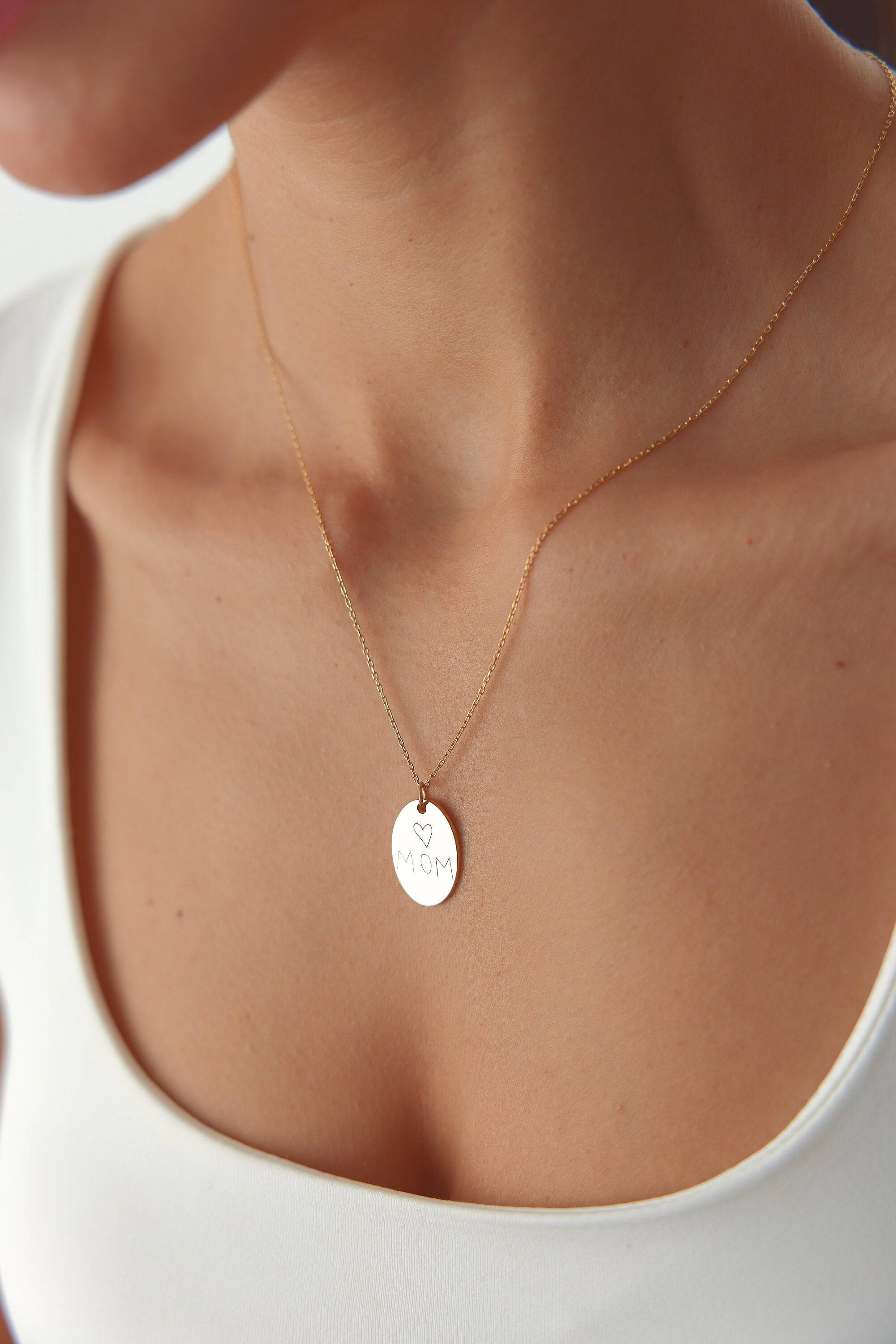 Personalized Gift for Mom Handwriting Custom Necklace Sterling Silver Necklace, Gift For Her, Birth Flower Jewelry, Floral Necklace