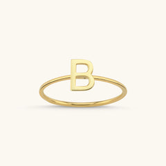 Initial Letter Ring, 18K Gold-Plated Sterling Silver