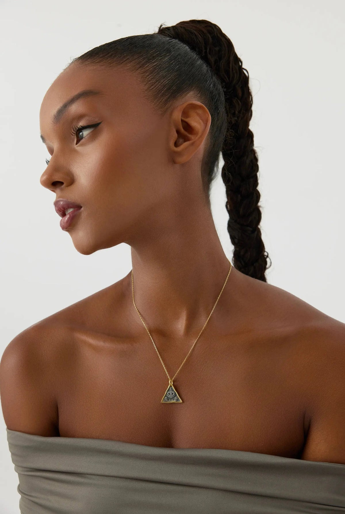 Ancient Triangular Evil Eye Necklace, Protection-Inspired Symbolic Jewelry