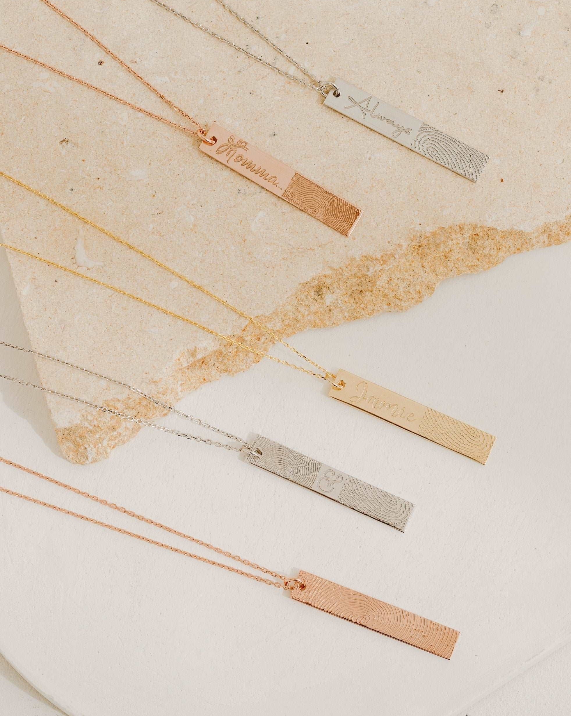 Personalized Fingerprint Bar Necklace