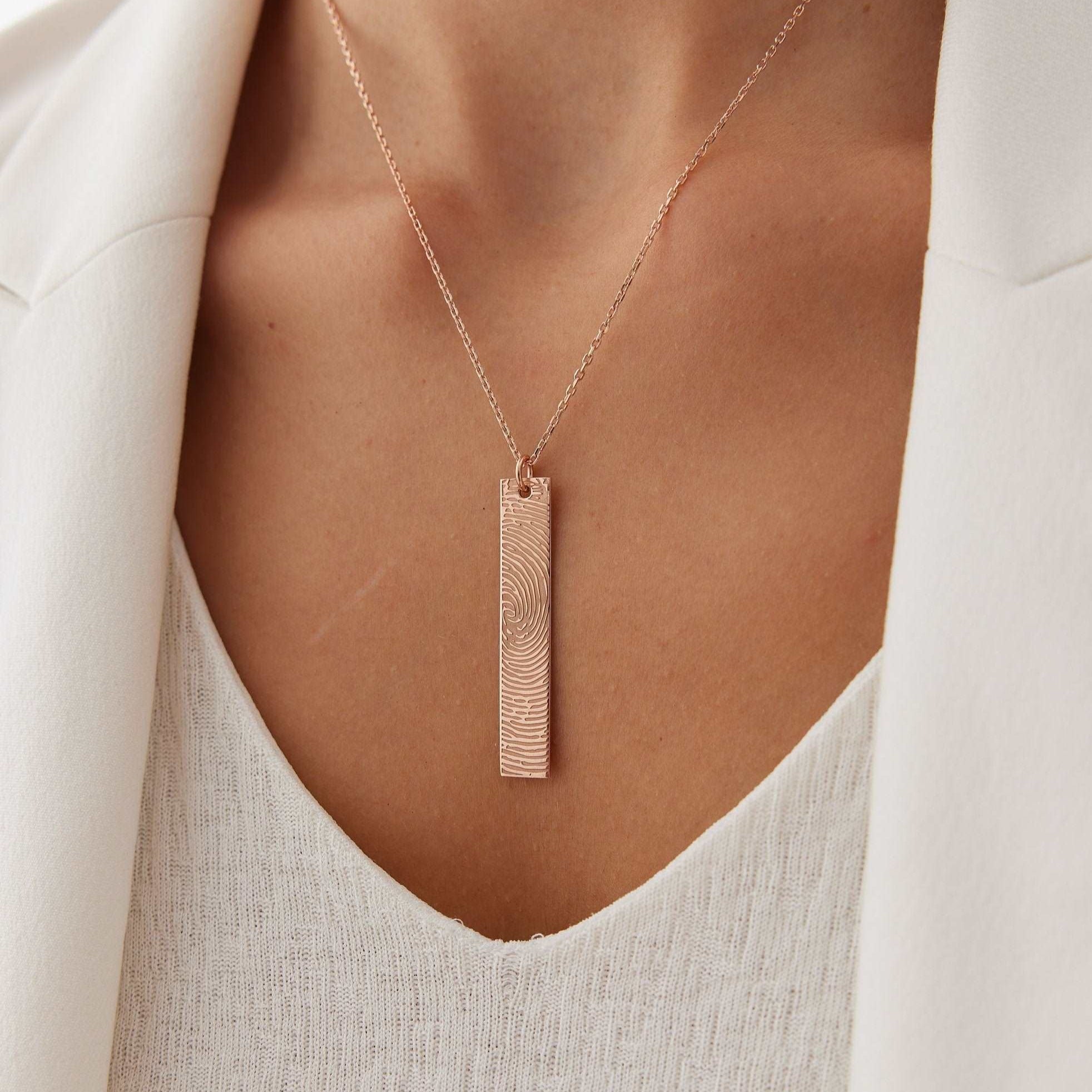 Personalized Fingerprint Bar Necklace