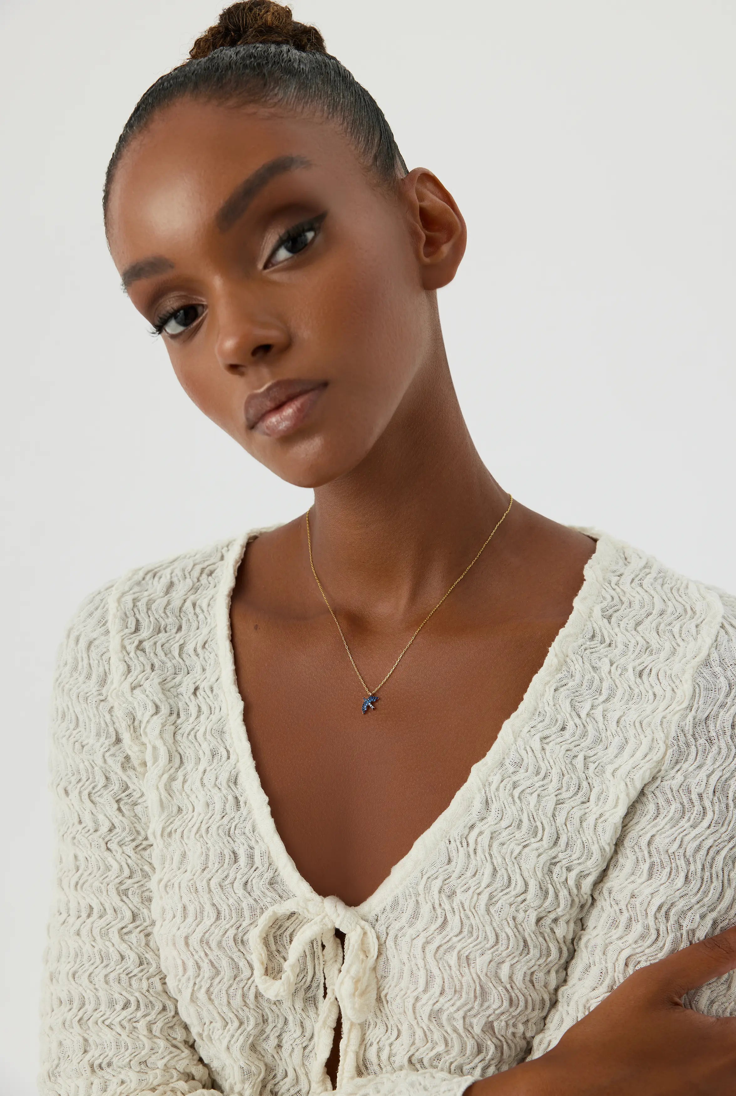 Dove Bird Necklace with Colorful CZ Stones, 18K Gold-Plated Sterling Silver