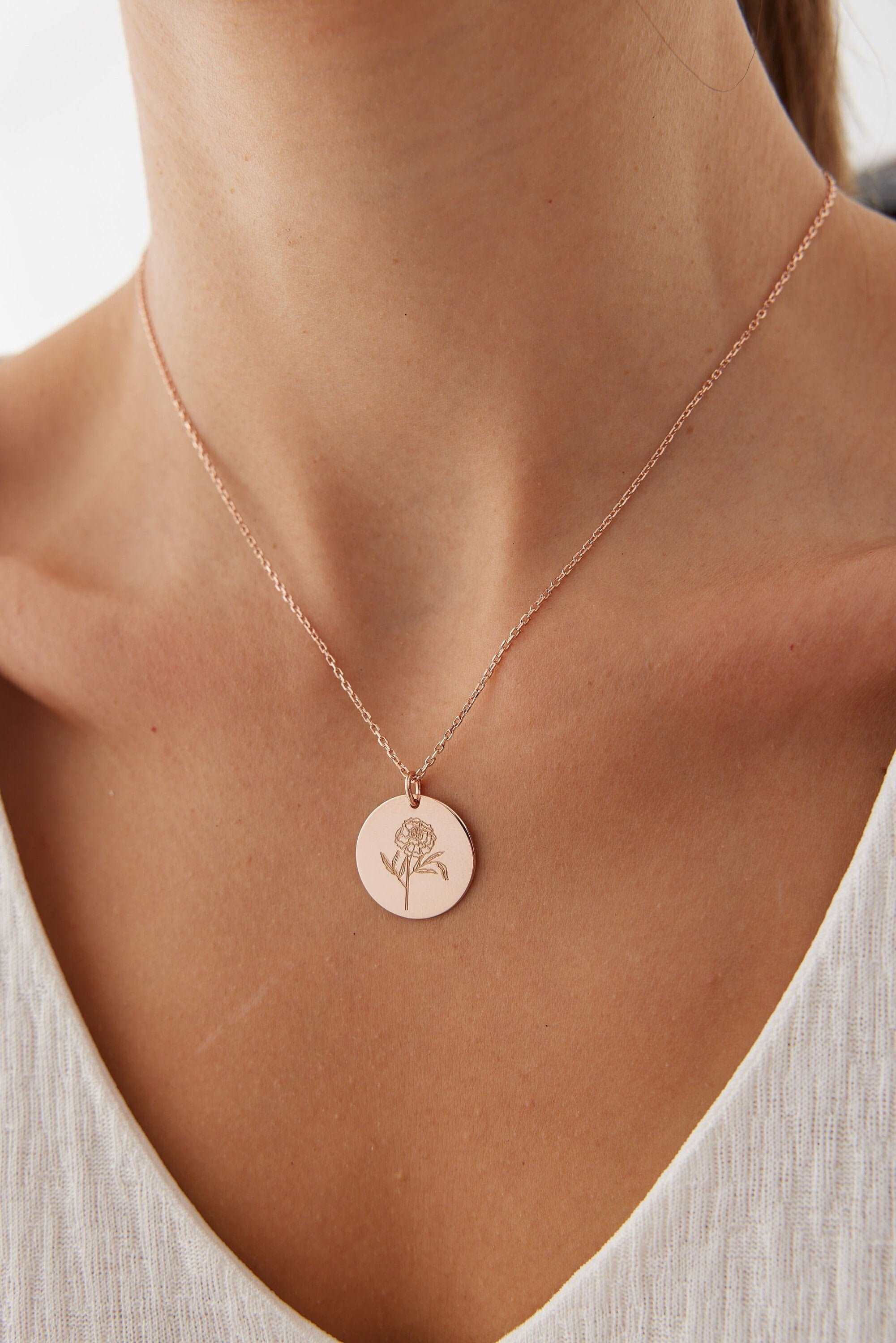 Custom Circle Birth Flower Necklace