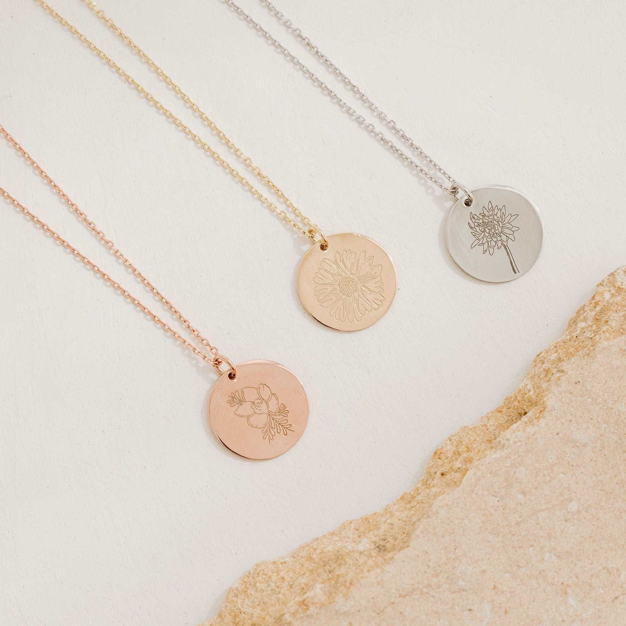 Custom Circle Birth Flower Necklace