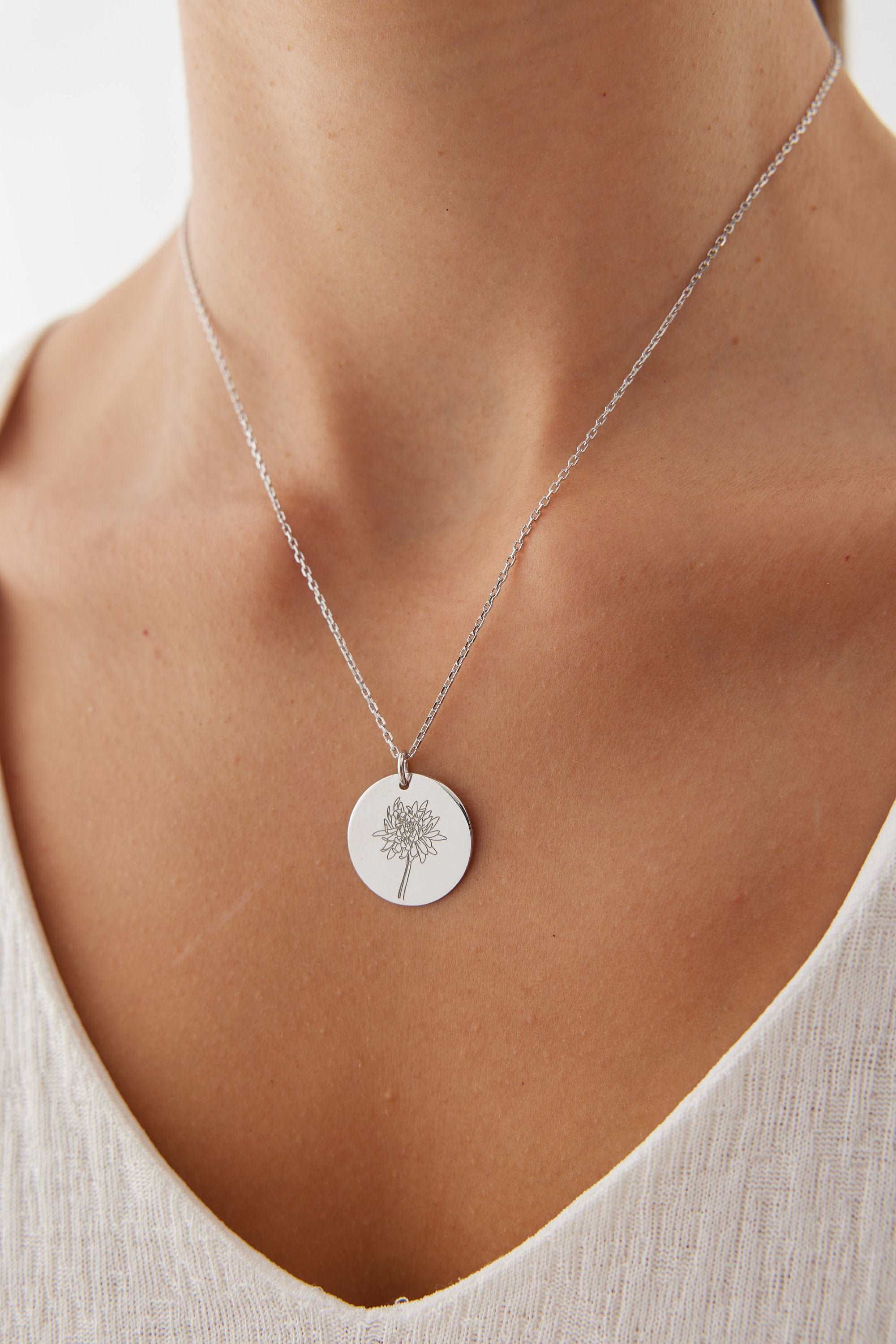 Custom Circle Birth Flower Necklace
