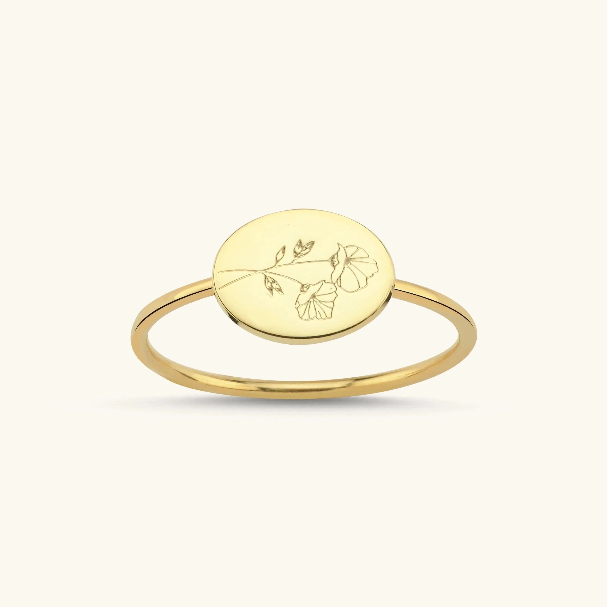 Floral Engraved Ring – 18K Gold-Plated Sterling Silver