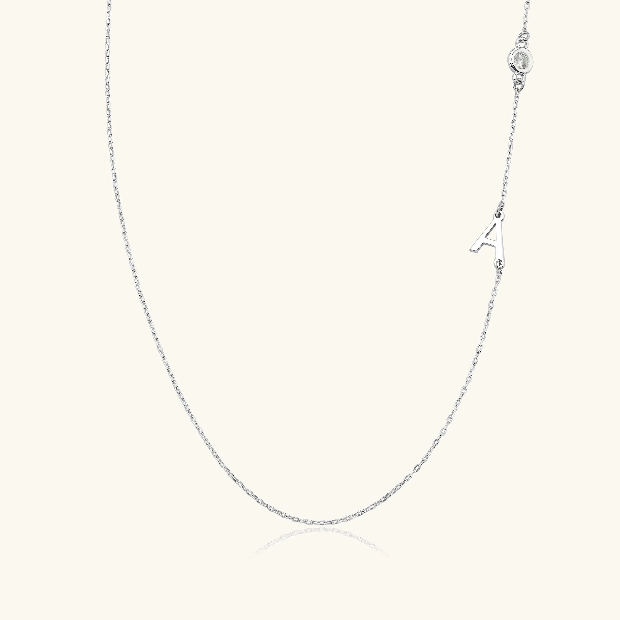 Birthstone and Initial Family Necklace – 18K Gold-Plated Sterling Silver