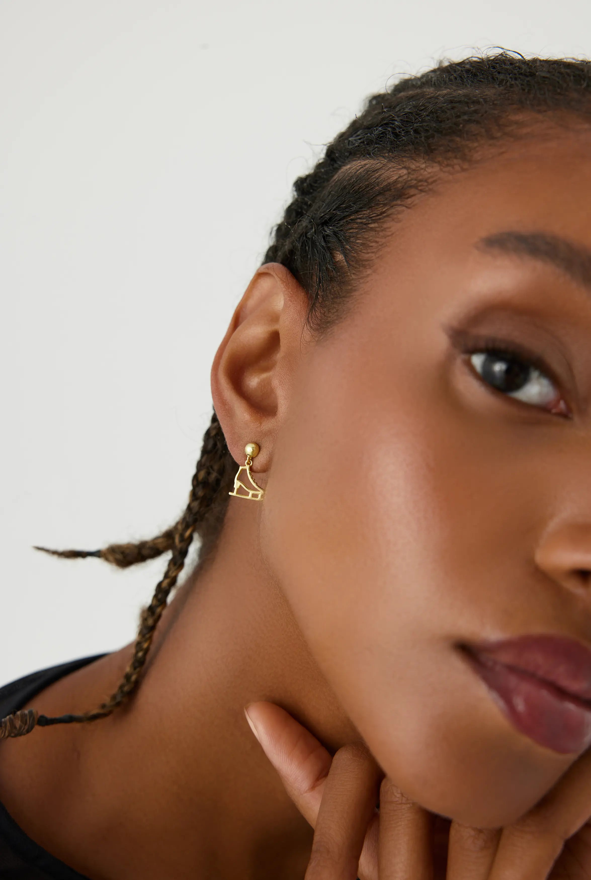 Gold Ice Skate Dangle Earrings | 925 Sterling Silver | Winter Sport Inspired Jewelry