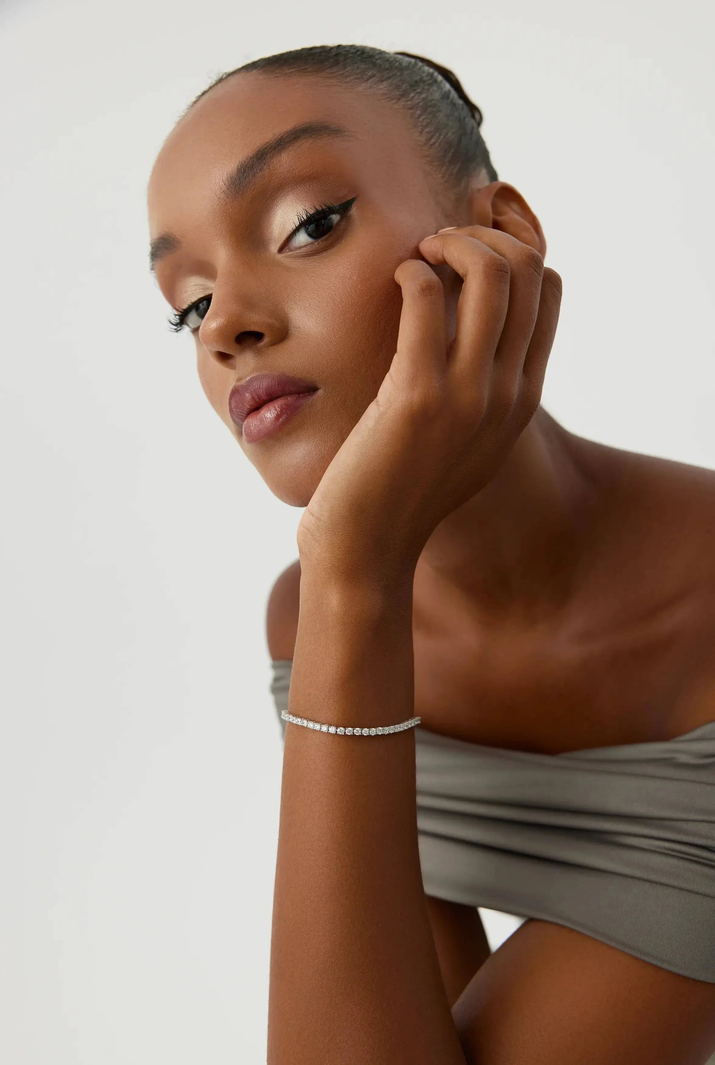 Tennis Bracelet – 18K White Gold-Plated 925 Sterling Silver with CZ Stones