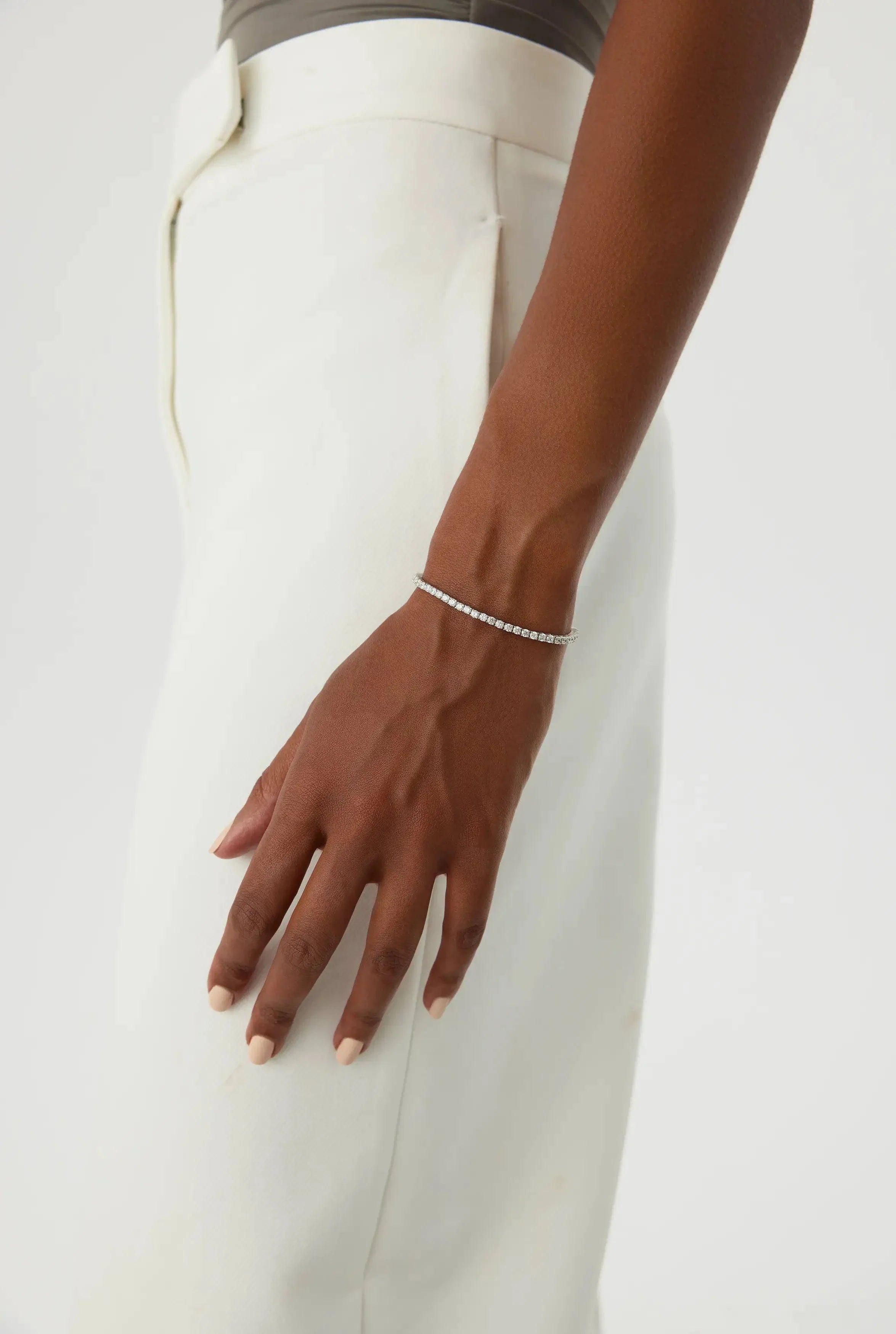 Tennis Bracelet – 18K White Gold-Plated 925 Sterling Silver with CZ Stones