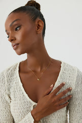 Tiny Evil Eye Necklace with Pearl, 18K Gold-Plated Sterling Silver