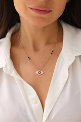 Evil Eye Enamel Lapis Necklace, 18K Gold-Plated Sterling Silver