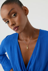 18K Gold Fish Necklace with Turquoise Charm, Ocean-Inspired Minimalist Jewelry