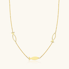 Dainty Minimalist Triple Fish Necklace