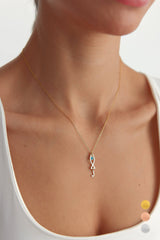 Fish and Initial Charm Necklace - 18K Gold-Plated Sterling Silver