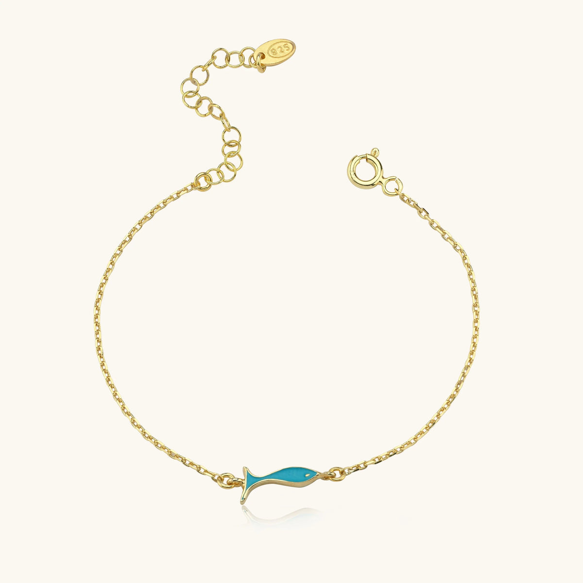 Double-Sided Fish Bracelet – 925K Sterling Silver with Enamel